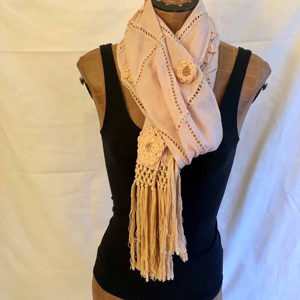 NWOT Chan Luu Floral Appliquéd Scarf / Wrap